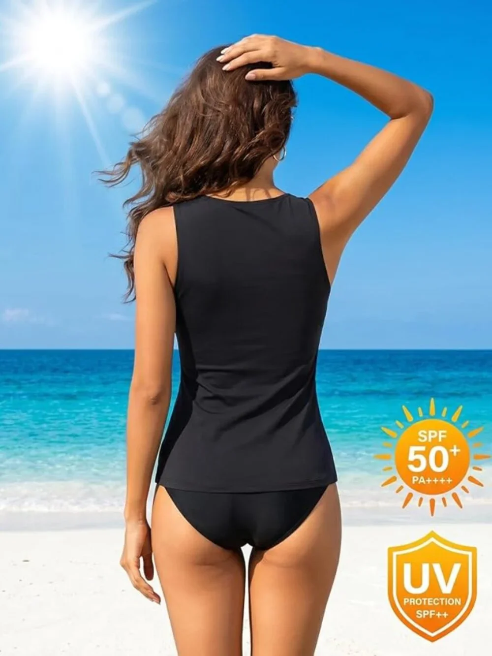 Daci Tankini Tops for Women High Neck Swim Top Tummy Control Bathing Suit